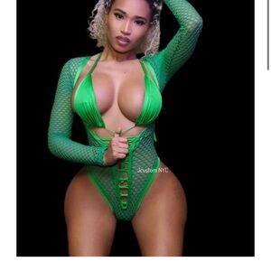 Green Cutout Bodysuit